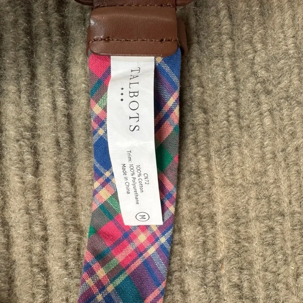 NWT Talbots Outlet Womens Plaid Cotton Belt Brown Buckle Multi Color Size Medium